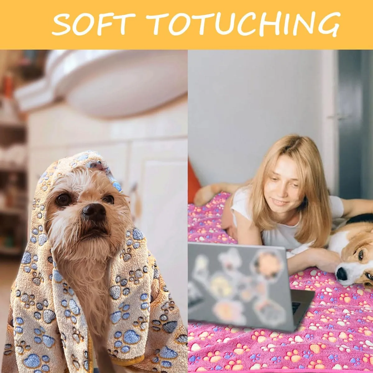 1 Pack 3 Washable Dog Blankets for Dog and Cat,Super Soft Flannel Pet Dog Blanket - Cute Claw Pattern 41 x 31inch