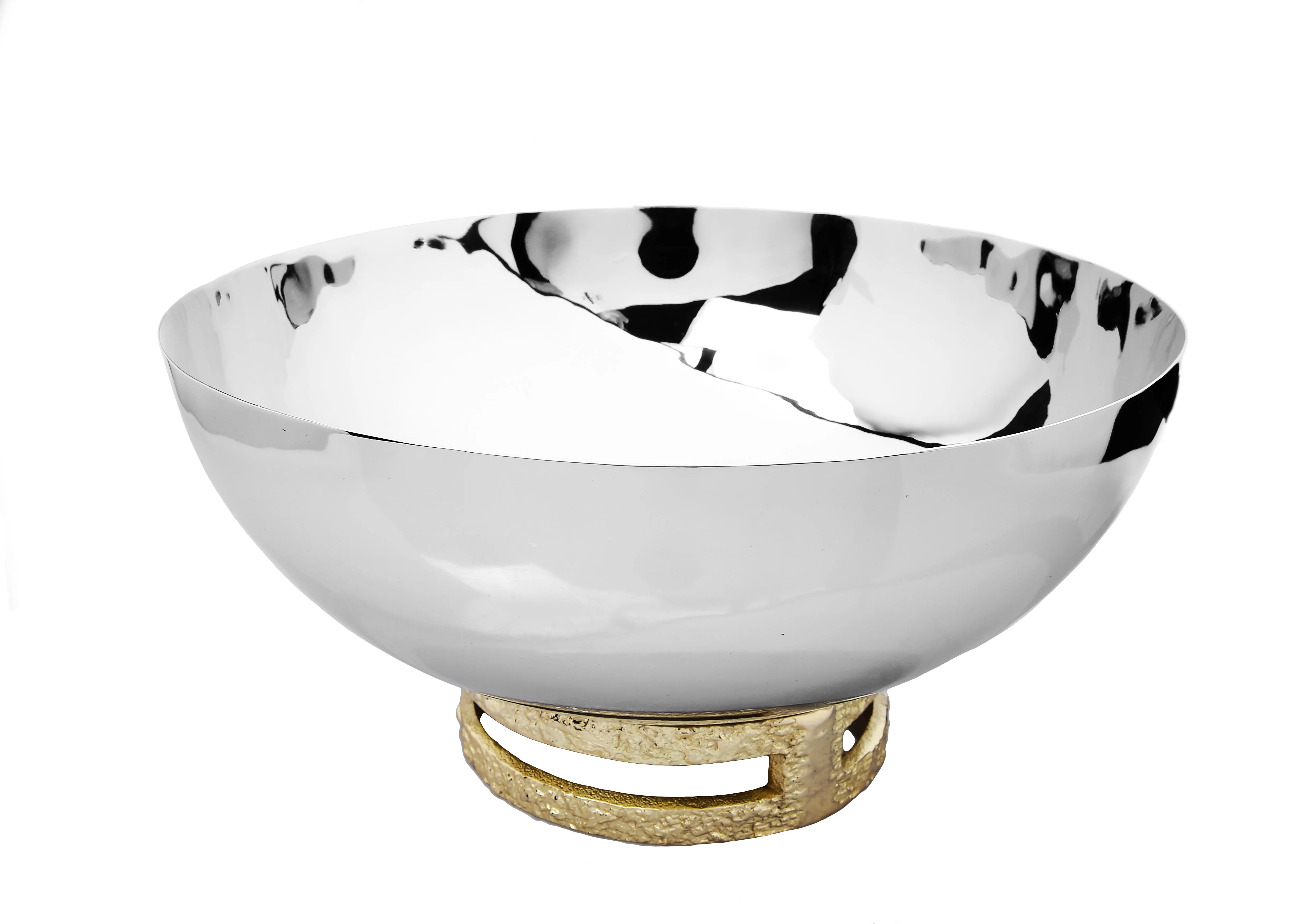11.5" Stainless Steel Bowl with Gold Loop Base