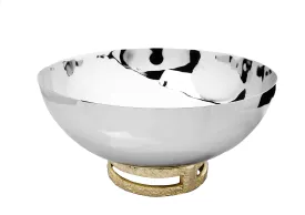 11.5" Stainless Steel Bowl with Gold Loop Base