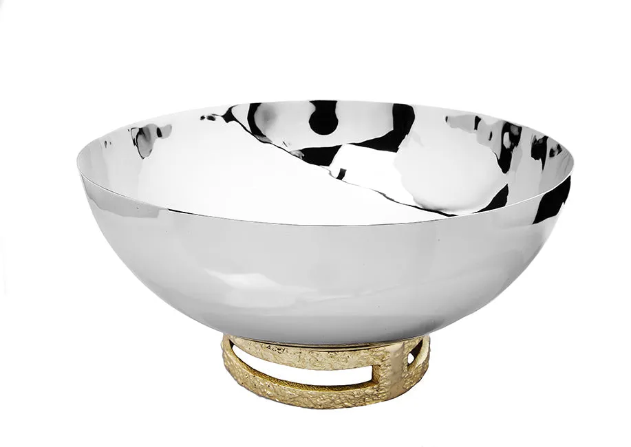 11.5" Stainless Steel Bowl with Gold Loop Base
