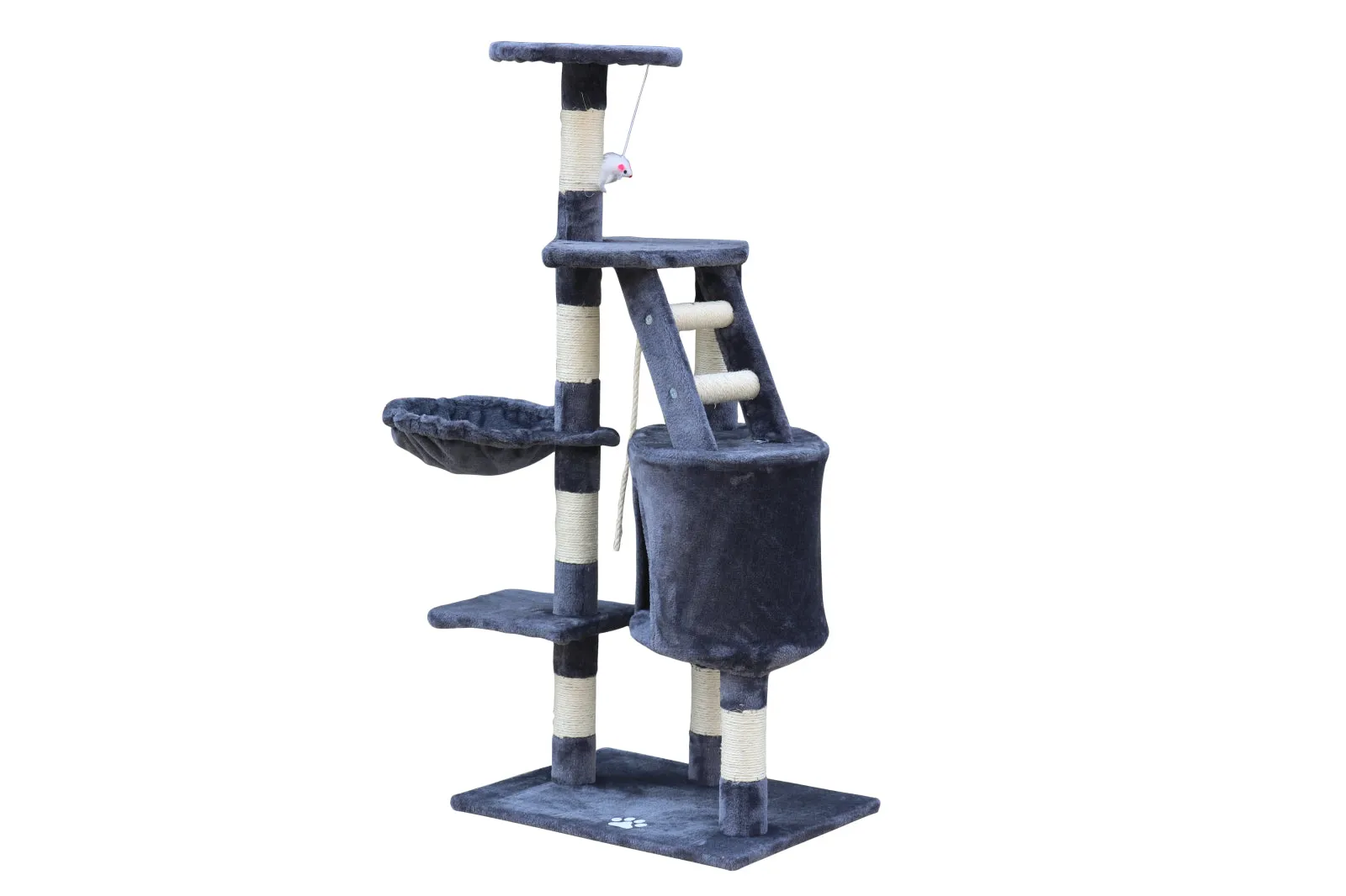 120cm Multi-Level Grey Cat Scratching Post Tree
