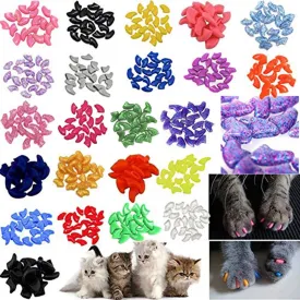 140pcs Cat Nail Caps Kitten Caps 4 Glitter Colors   10 Colorful Cat Nails Caps Covers   7 Adhesive Glue   7 Applicator with Instruction