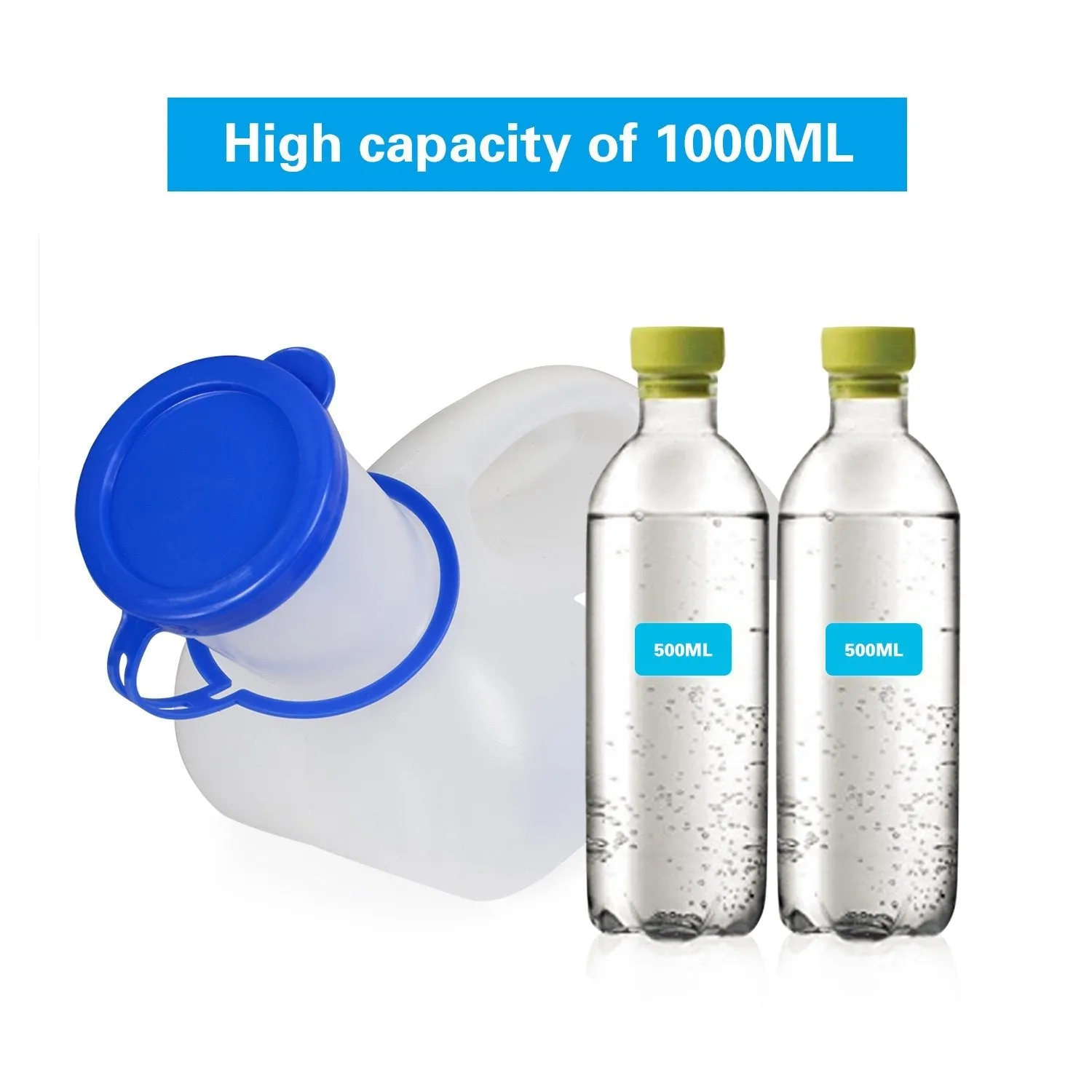 2 Pack Unisex Urinal, Portable Toilet Urinal for Men and Women, Pee Bottle with a Lid and Funnel for Elderly Kids and Patients for Camping Outdoor Travel