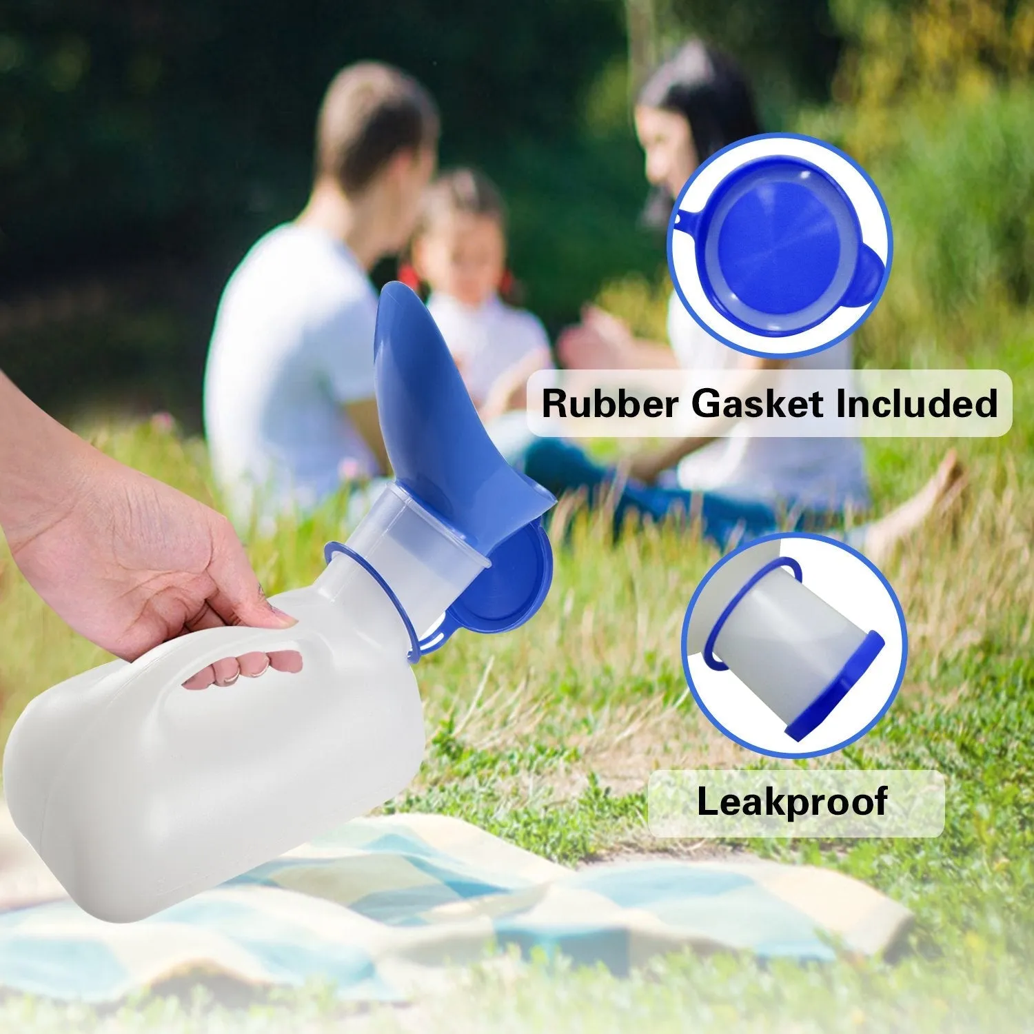 2 Pack Unisex Urinal, Portable Toilet Urinal for Men and Women, Pee Bottle with a Lid and Funnel for Elderly Kids and Patients for Camping Outdoor Travel