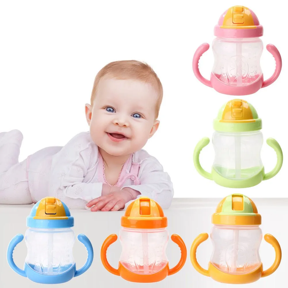 280ml Capacity Feeding Bottle With Handles & Straw