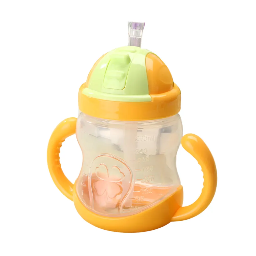 280ml Capacity Feeding Bottle With Handles & Straw