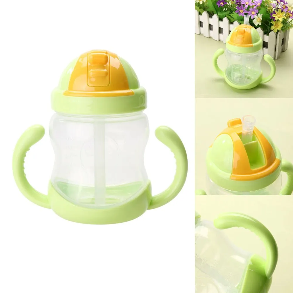 280ml Capacity Feeding Bottle With Handles & Straw