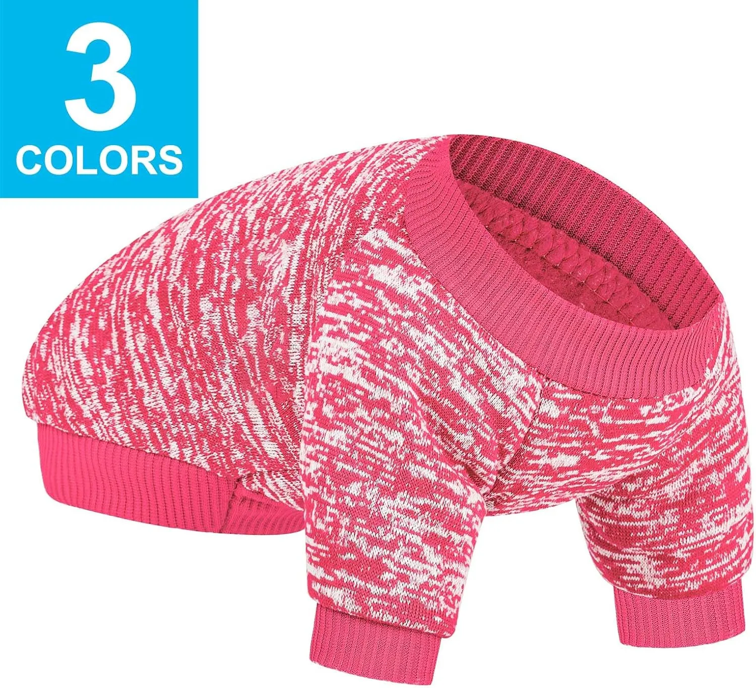 3 Pack Dog Sweater, Dog Sweaters for Small Dogs, Warm Soft Pet Clothes for Puppy, Medium Large Cat, Dogs Girl or Boy, Dog Shirt for Winter Christmas (Pink Purple HotPink, X-Small)