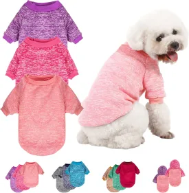 3 Pack Dog Sweater, Dog Sweaters for Small Dogs, Warm Soft Pet Clothes for Puppy, Medium Large Cat, Dogs Girl or Boy, Dog Shirt for Winter Christmas (Pink Purple HotPink, X-Small)
