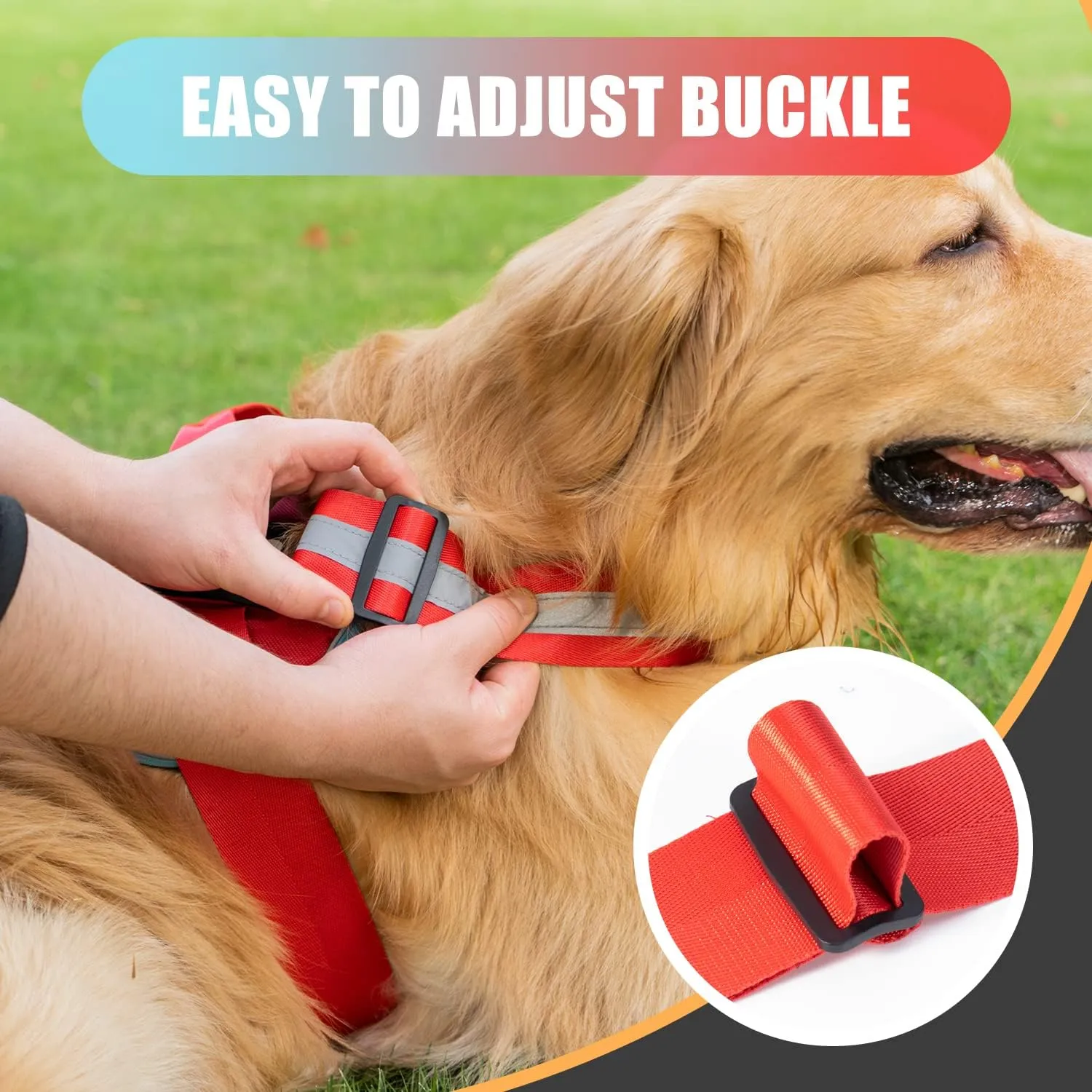 3 Ring No Pull Dog Harness, Reflective Adjustable Dog Vest Harness with 3 Leash Clips, in Training Service Pet Harness with 8Pcs Dog Patches, No-Choke Pet Oxford Vest with Easy Control Handle