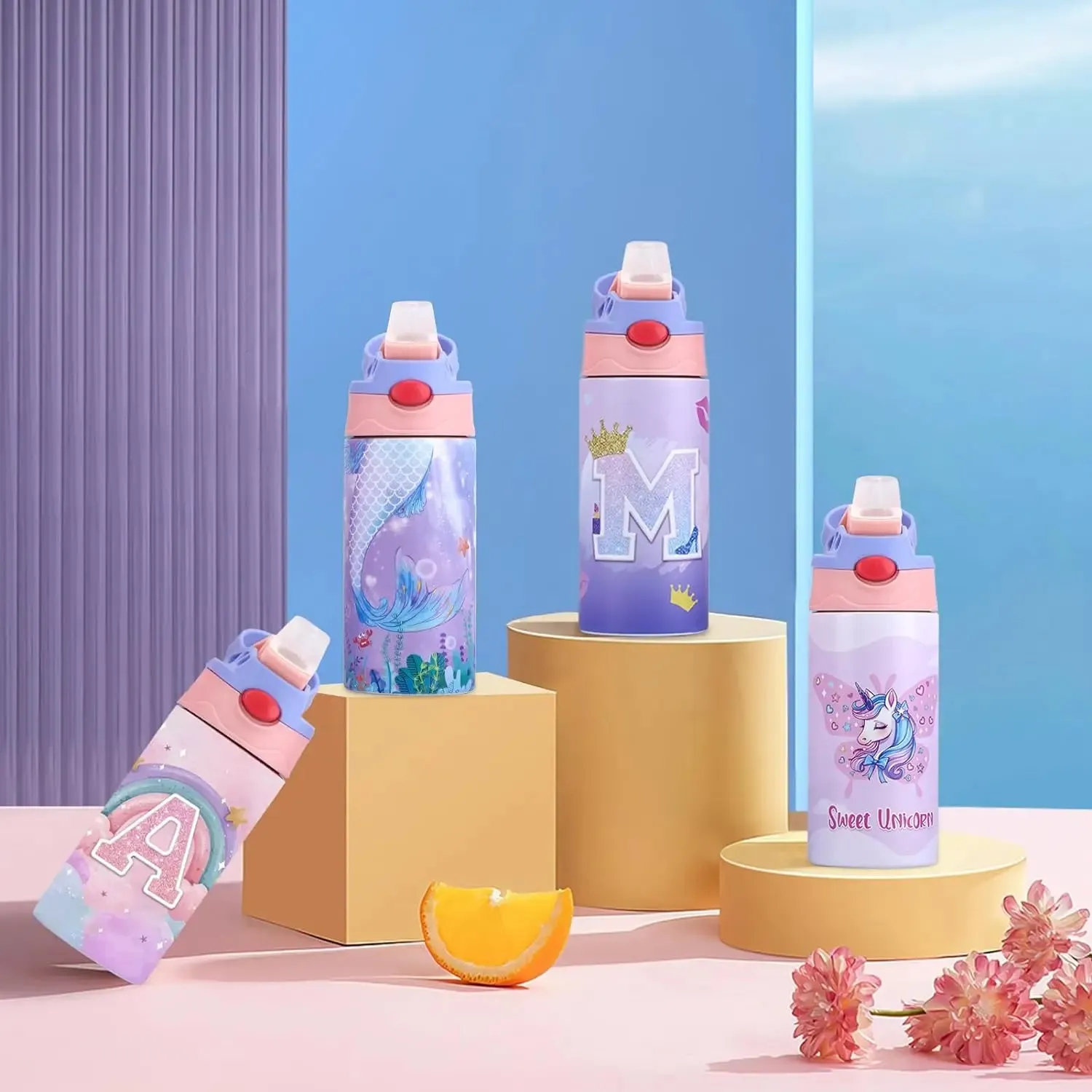 360ML Mermaid Kids Insulated Water Bottle Stainless Steel Thermos Bottle