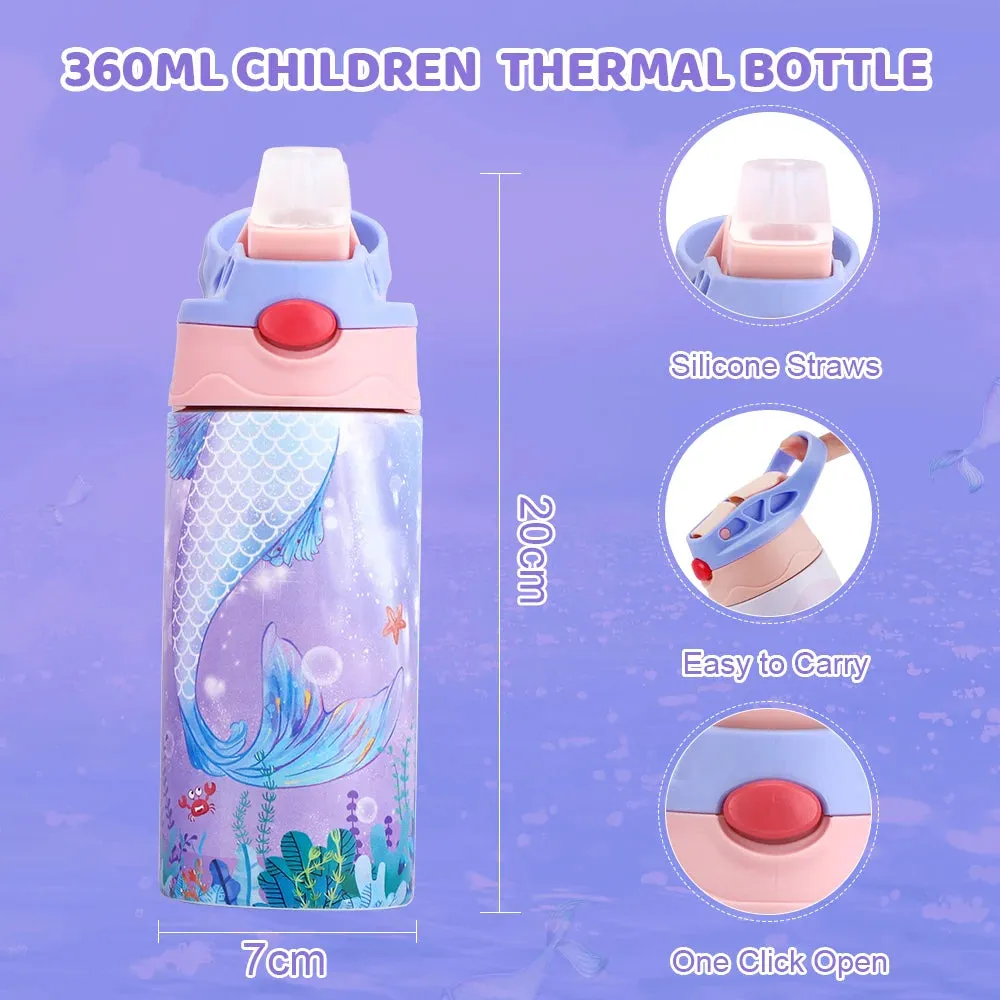 360ML Mermaid Kids Insulated Water Bottle Stainless Steel Thermos Bottle