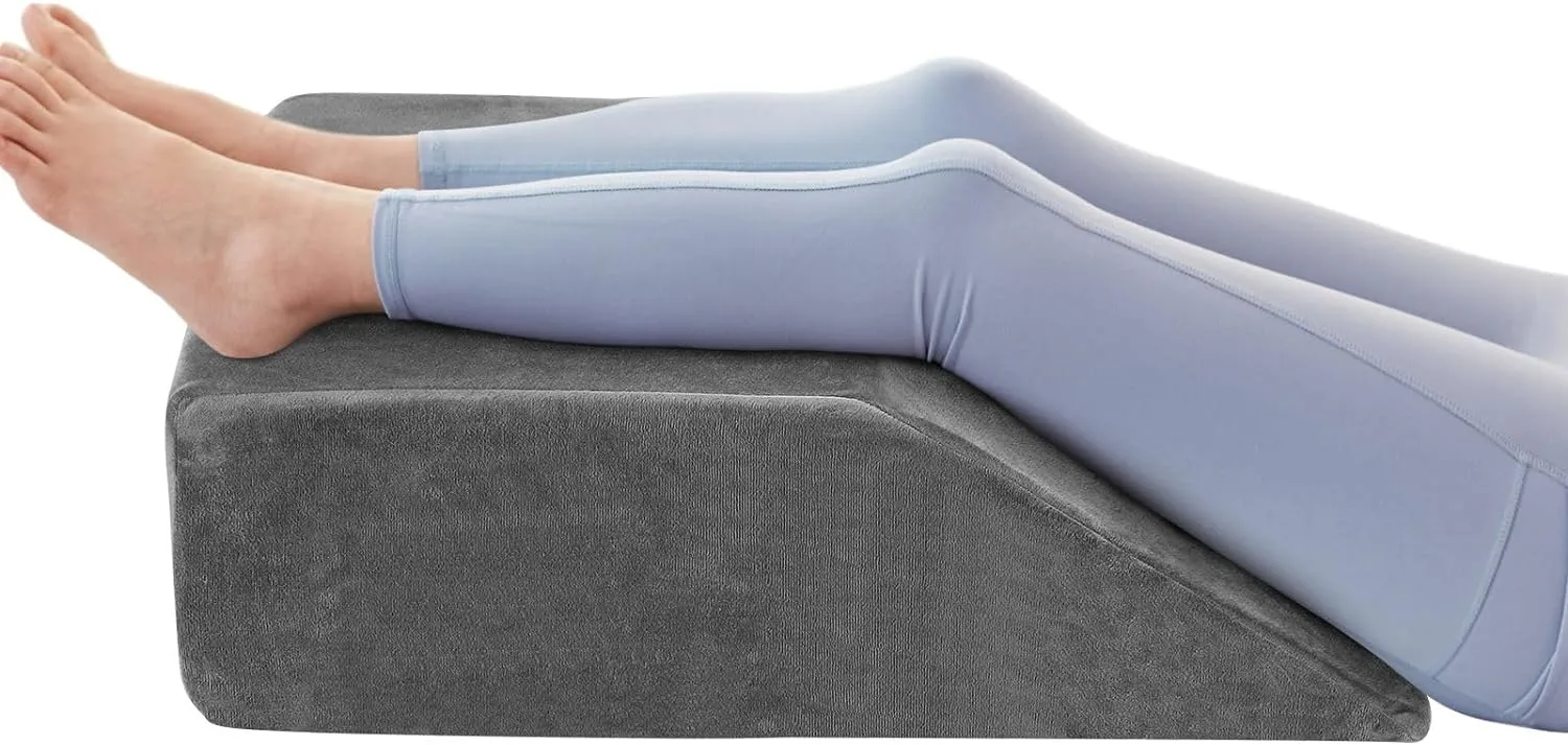 3PCS Bed Wedge Pillow Set Post Surgery Pillow Memory Foam Back Leg and Knee Pain Relief Sitting Pillow for Acid Reflux for Sleeping Gray
