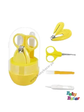 4-in-1 Baby Grooming Kit, with Baby Nail Clippers, Scissor, Nail File& Tweezer |Yellow