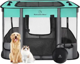44x34x24 Inches Dog Playpen,Pet Playpen,Foldable Puppy Cat Playpen,Portable Exercise Kennel Tent Crate,Water-Resistant Breathable Shade Cover,Indoor Outdoor Travel Camping Use for Small Animals(L)