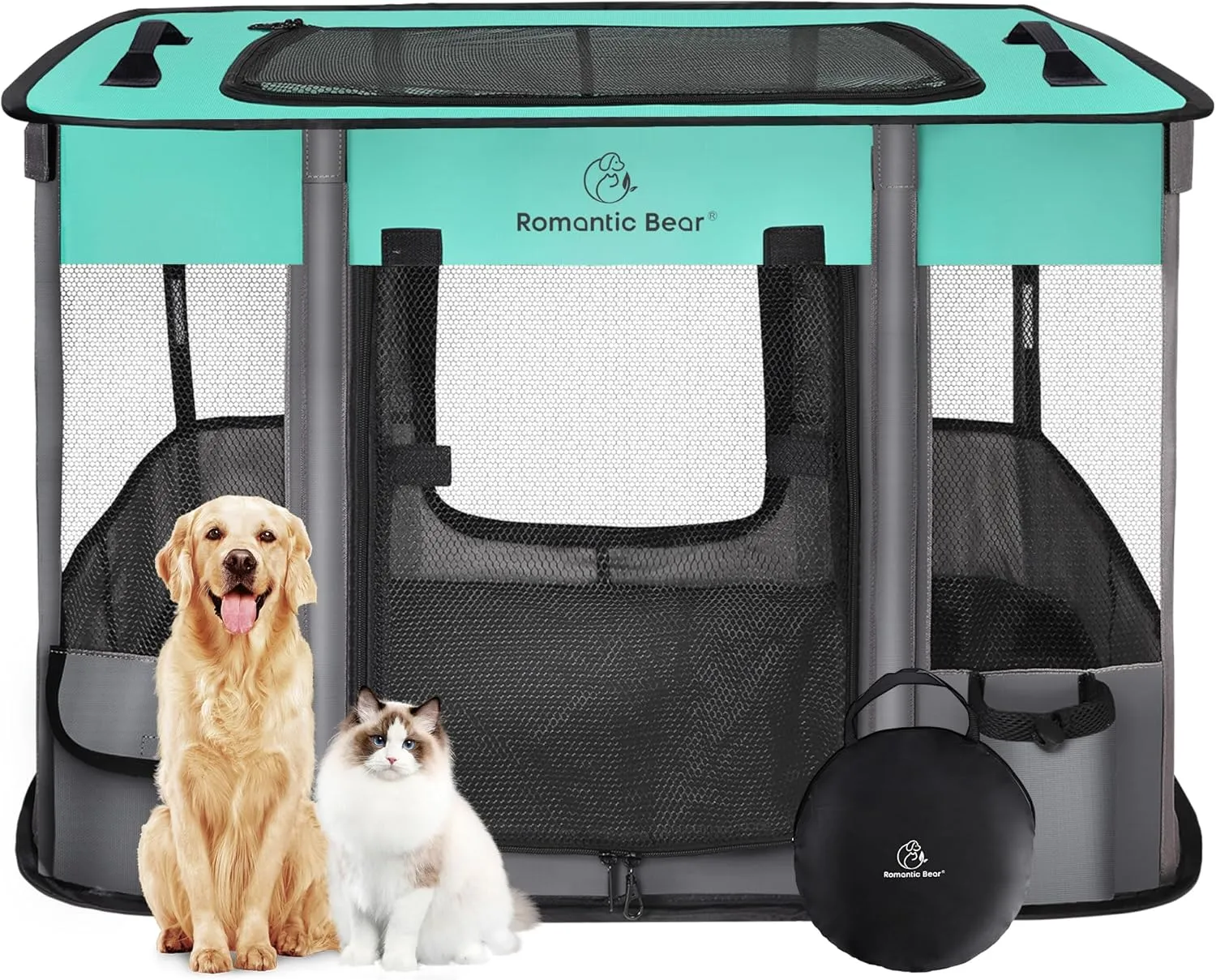 44x34x24 Inches Dog Playpen,Pet Playpen,Foldable Puppy Cat Playpen,Portable Exercise Kennel Tent Crate,Water-Resistant Breathable Shade Cover,Indoor Outdoor Travel Camping Use for Small Animals(L)