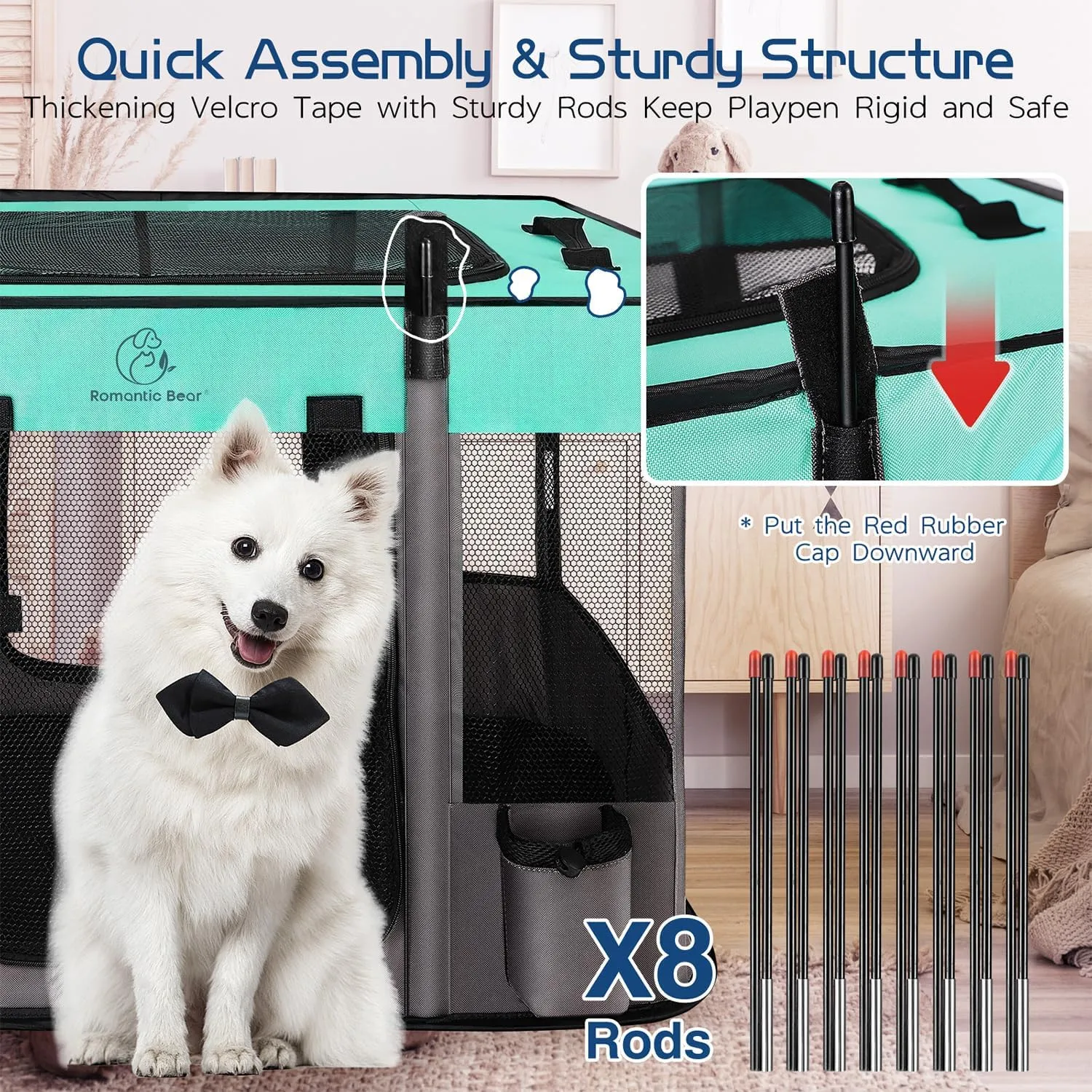 44x34x24 Inches Dog Playpen,Pet Playpen,Foldable Puppy Cat Playpen,Portable Exercise Kennel Tent Crate,Water-Resistant Breathable Shade Cover,Indoor Outdoor Travel Camping Use for Small Animals(L)
