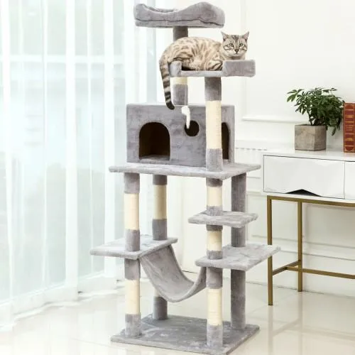 63.8”Multi-Level Cat Tree with Sisal-Covered