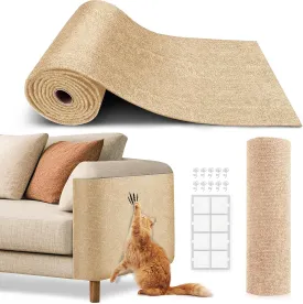 78.7"x15.8" Cat Scratch Mat,Trimmable Self-Adhesive Carpet,DIY Climb Cat Scratcher for Couch Furniture or Wall Protector, Covering Cat Tower, and Replacement Pads (Beige)