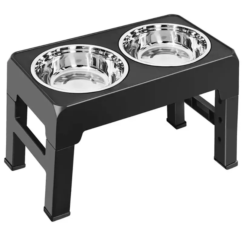 Adjustable Raised Dog Feeder with Double Bowls