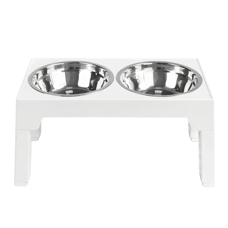 Adjustable Raised Dog Feeder with Double Bowls