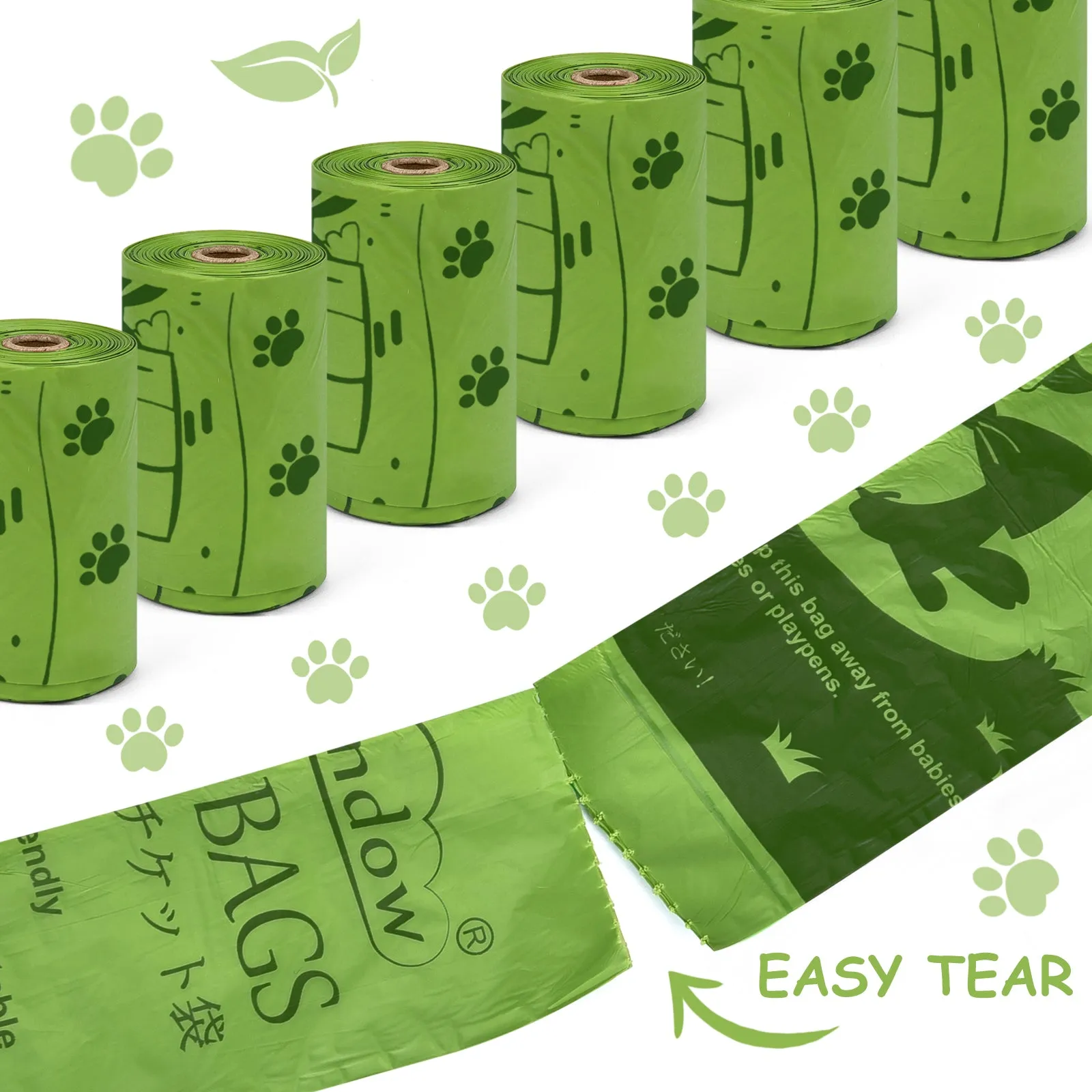 Aimondow Compostable Dog Poop Bags Biodegradable Dogs Waste Bags Leak-proof Poop Bags for Dogs Easy Detach Pet Bags for Dog, 9x13Inch, 12 Rolls, 180 Bags