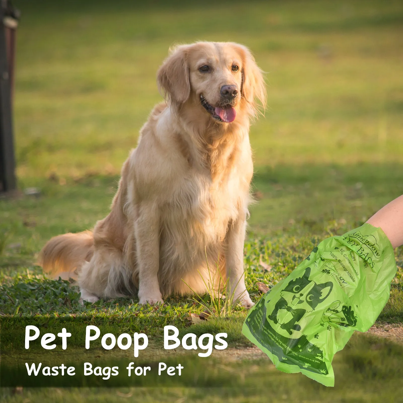 Aimondow Compostable Dog Poop Bags Biodegradable Dogs Waste Bags Leak-proof Poop Bags for Dogs Easy Detach Pet Bags for Dog, 9x13Inch, 12 Rolls, 180 Bags