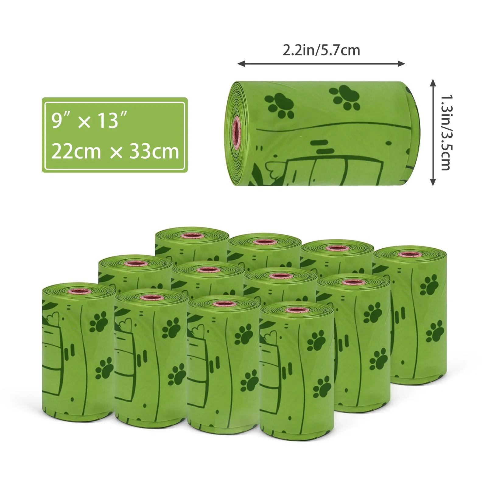 Aimondow Compostable Dog Poop Bags Biodegradable Dogs Waste Bags Leak-proof Poop Bags for Dogs Easy Detach Pet Bags for Dog, 9x13Inch, 12 Rolls, 180 Bags