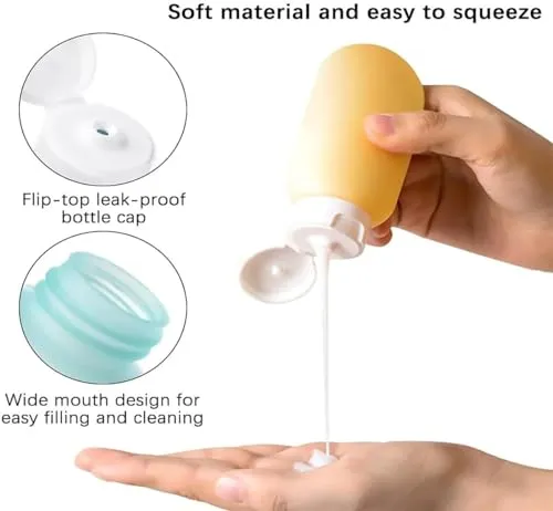 ALZVULG 11 Pack Travel Bottles Set Tsa Approved Leak Proof Silicone Squeezable Containers for Toiletries, Conditioner, Shampoo, Lotion & Body Wash Accessories