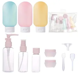 ALZVULG 11 Pack Travel Bottles Set Tsa Approved Leak Proof Silicone Squeezable Containers for Toiletries, Conditioner, Shampoo, Lotion & Body Wash Accessories