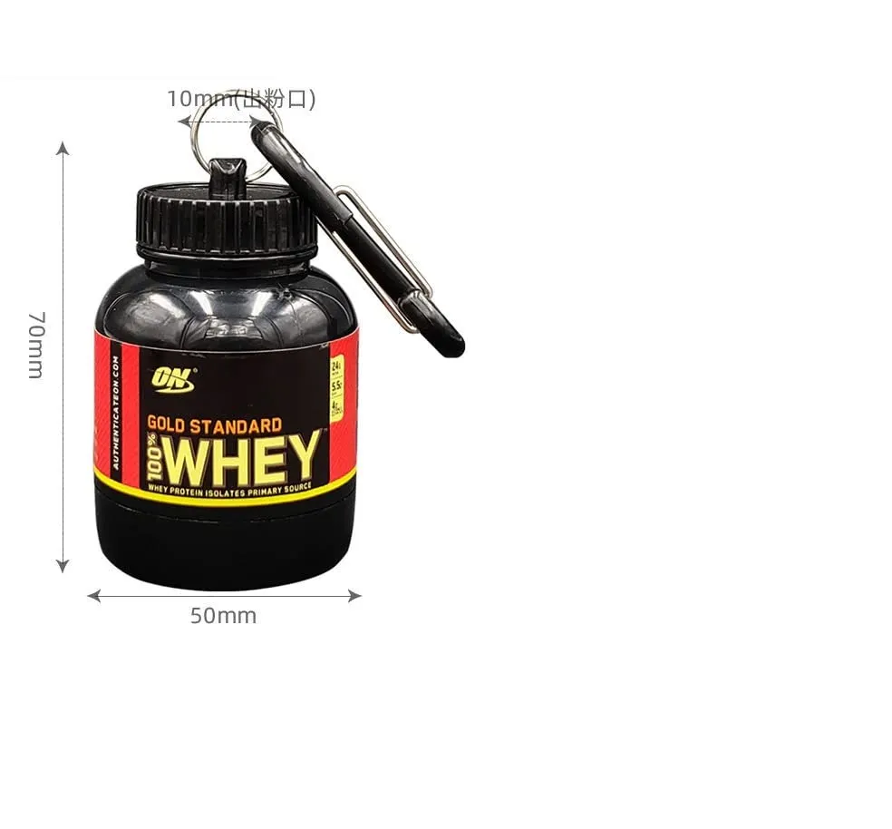AMENA Protein Powder Container Storage Travel Protein Funnel Portable Supplement Powder Container With Keychain Water Bottle Funnel, Black (100ml) 100ml