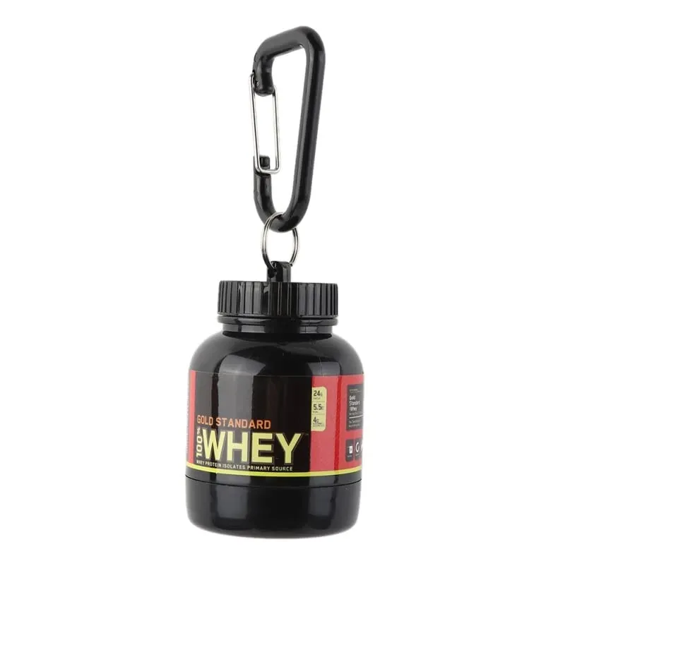 AMENA Protein Powder Container Storage Travel Protein Funnel Portable Supplement Powder Container With Keychain Water Bottle Funnel, Black (100ml) 100ml