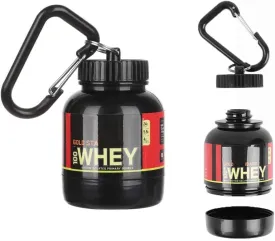 AMENA Protein Powder Container Storage Travel Protein Funnel Portable Supplement Powder Container With Keychain Water Bottle Funnel, Black (100ml) 100ml