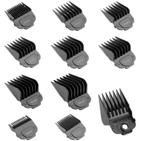 Anrom Magnetic Clipper Guards Guide Comb 10PCS for Andis Master Hair Clipper MBA, MBX, MC-2, ML, MA-1, RACA, PM-1, PM-2, PM-3, PM-4, US-1, RS-1 Lengths 1/16" to 1" (Black)