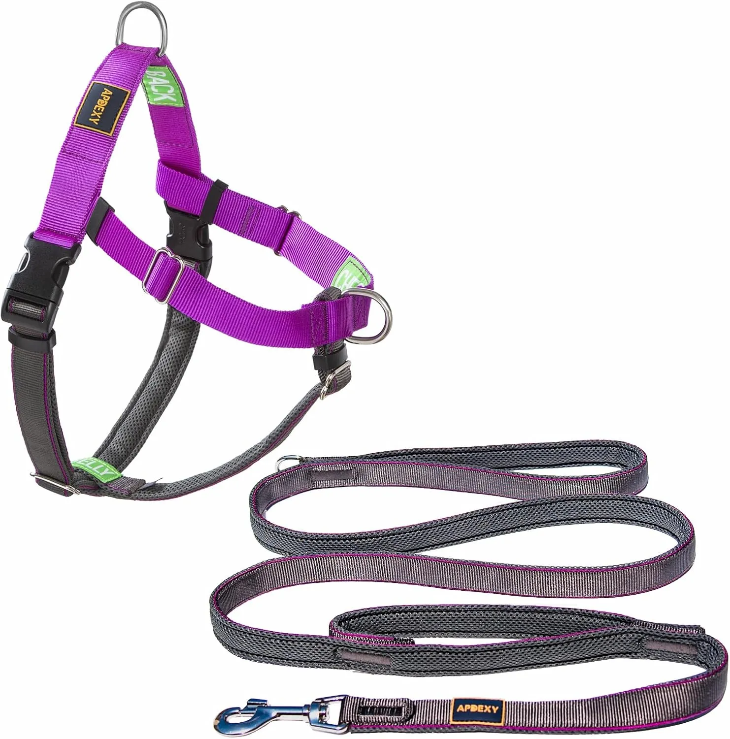 APDEX Easy Walk Freedom No Pull Dog Harness (Large)   Two Handle Dog Leash 1'-6ft Set