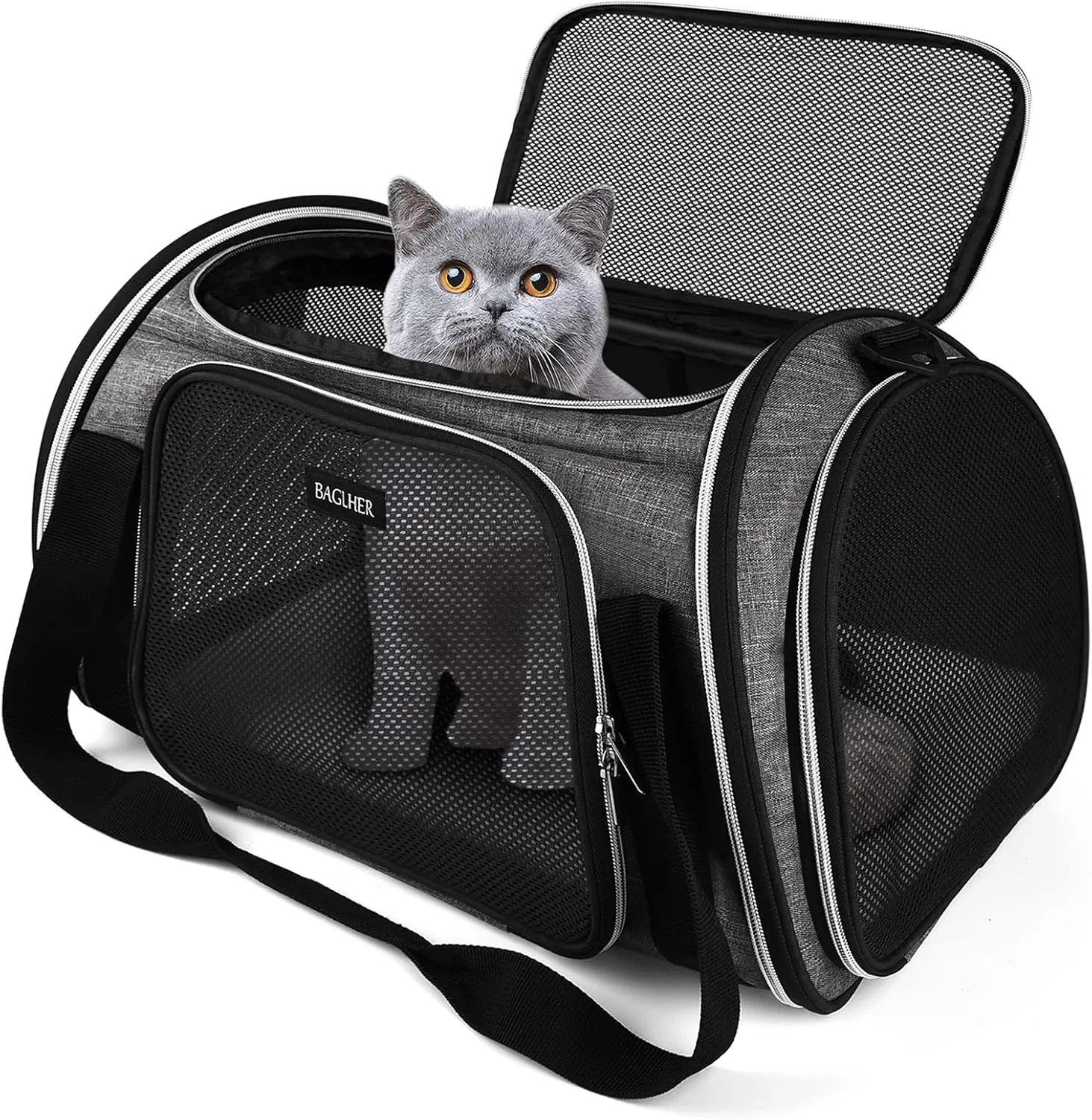 BAGLHER Pet Travel Carrier, Airline Approved Cat Carriers, Dog Carrier,Suitable for Small and Medium-Sized Cats and Dogs Pet Soft Carrier, Suitable for Travel, Hiking, and Outdoor Use. Grey