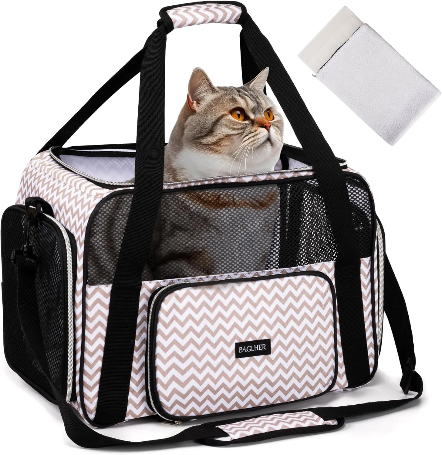 BAGLHER Pet Travel Carrier, Cat Carriers Dog Carrier for Small Medium Cats Dogs Puppies, Airline Approved Small Dog Carrier Soft Sided, Collapsible Puppy Carrier