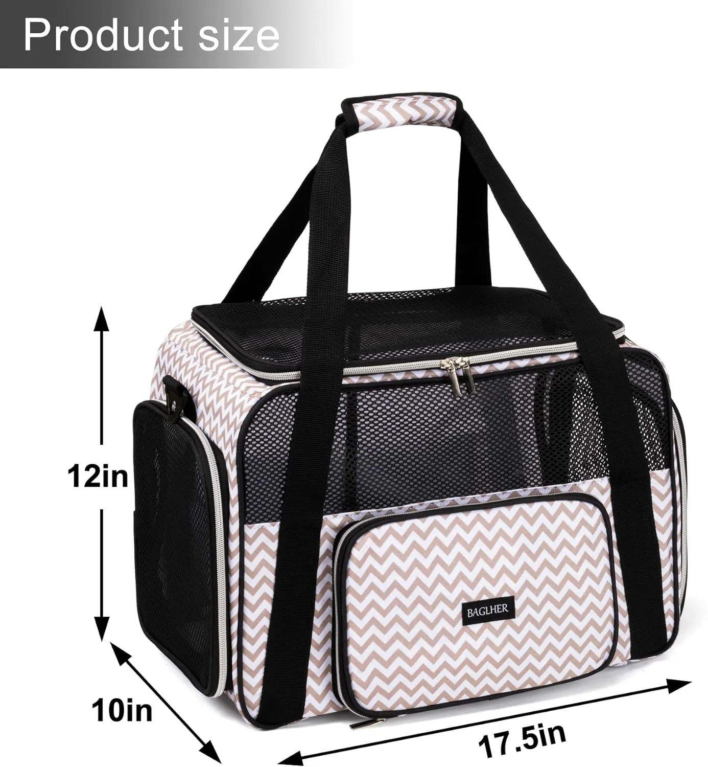 BAGLHER Pet Travel Carrier, Cat Carriers Dog Carrier for Small Medium Cats Dogs Puppies, Airline Approved Small Dog Carrier Soft Sided, Collapsible Puppy Carrier