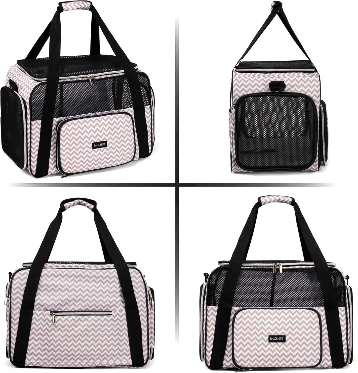 BAGLHER Pet Travel Carrier, Cat Carriers Dog Carrier for Small Medium Cats Dogs Puppies, Airline Approved Small Dog Carrier Soft Sided, Collapsible Puppy Carrier