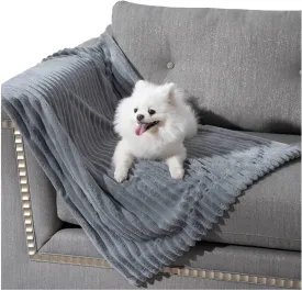 BALANCE Waterproof Blanket Natural Grey Dog Blanket for Small Dogs, Washable Double Sided Pet Blankets with Milk Plush and Super Soft Velvet, Pee Proof Calming Dog Blankets for Couch Protection