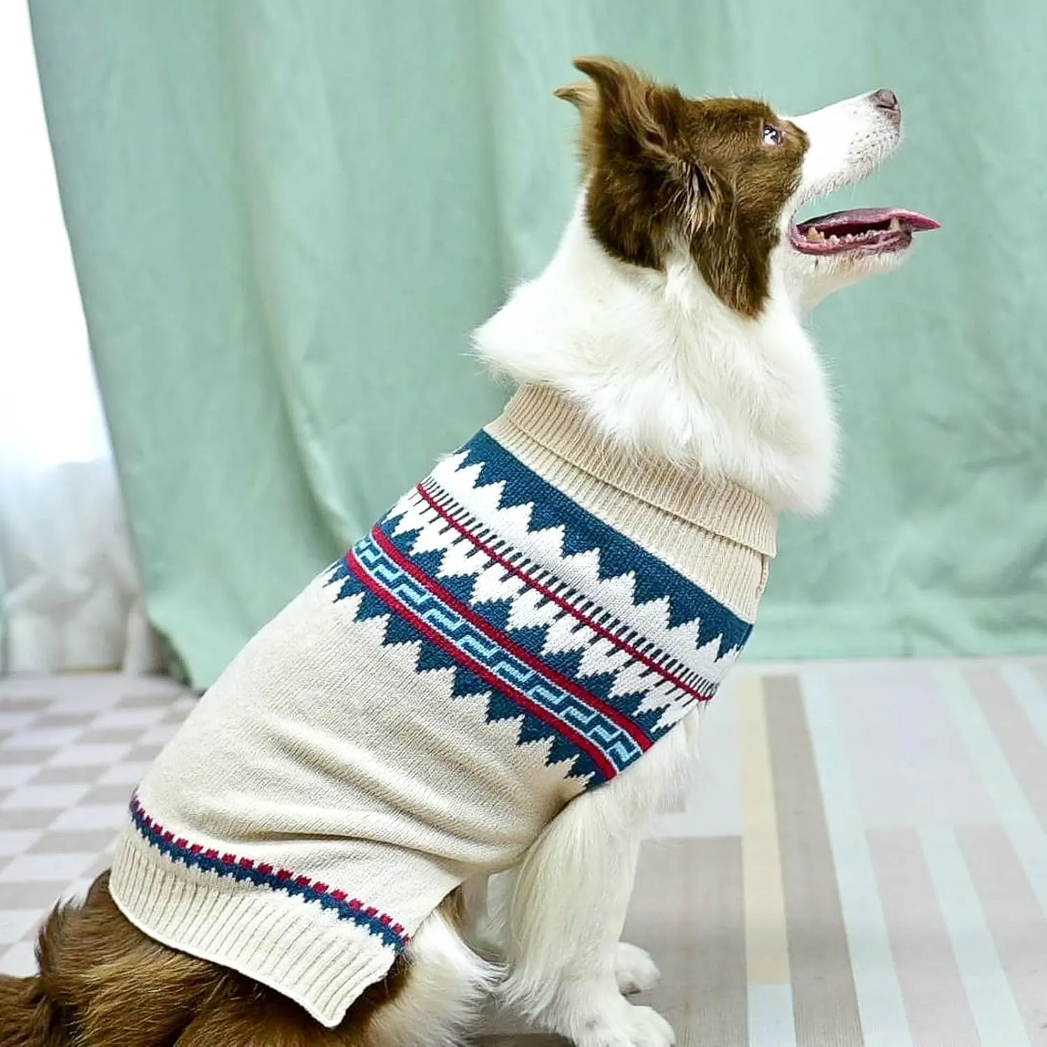 BINGPET Dog Sweater,Elastic Medium Large Dog Puppy Sweater for Dog Girls Boys,Sleeveless Turtleneck Knit Sweaters for Large Medium Dogs,Christmas Dog Sweater for Fall Winter White,XL