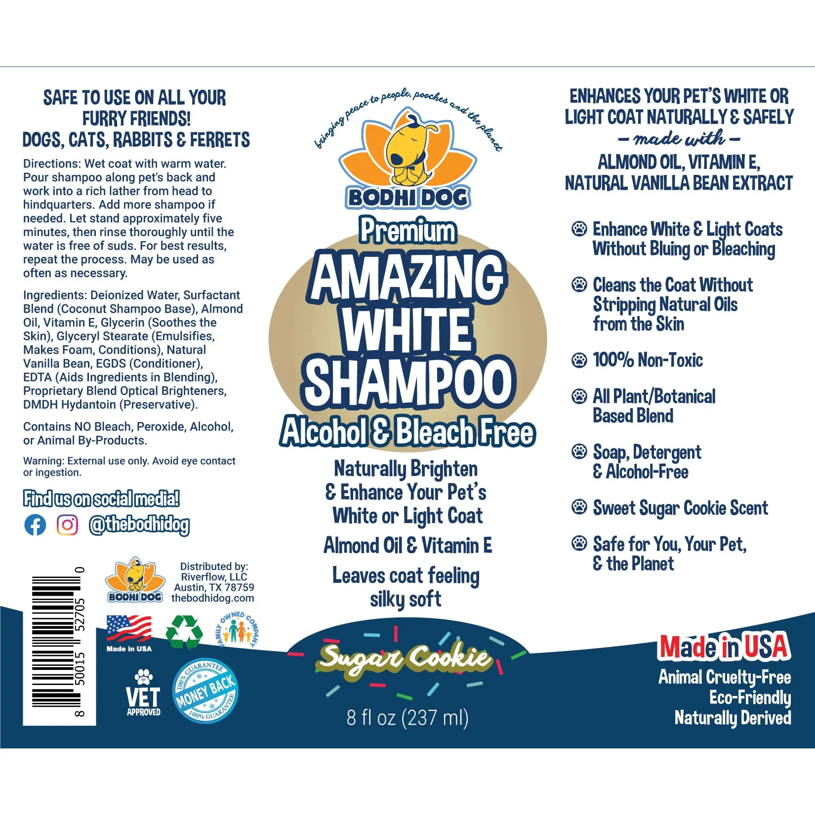 Bodhi Dog Amazing White Shampoo | Whitening Shampoo for Dogs | White Dog Shampoo | Brightens White & Light Coats | Natural Ingredients | Professional Quality | Made in USA