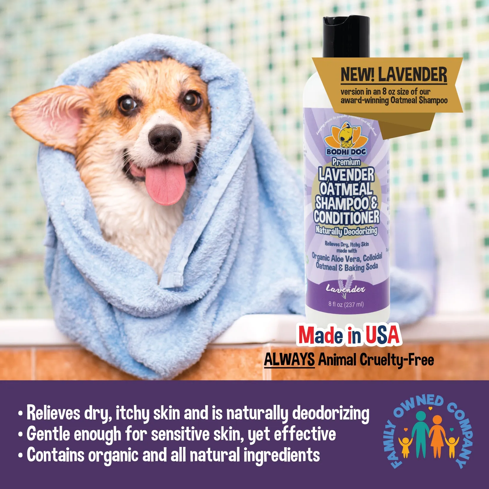Bodhi Dog Organic Lavender Oatmeal Dog Shampoo and Conditioner | Hypoallergenic Conditioning Deodorizing Formula for Dogs Cats & Pets | Treatment Wash Soothes Dry Itchy Skin Allergy Relief | Made in USA