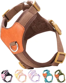 Brown Medium Dog Harness for Medium Dogs, No Pull Dog Harness with 2 Leash Clips, Puppy HarnessDog Vest Harnes (Brown, M)