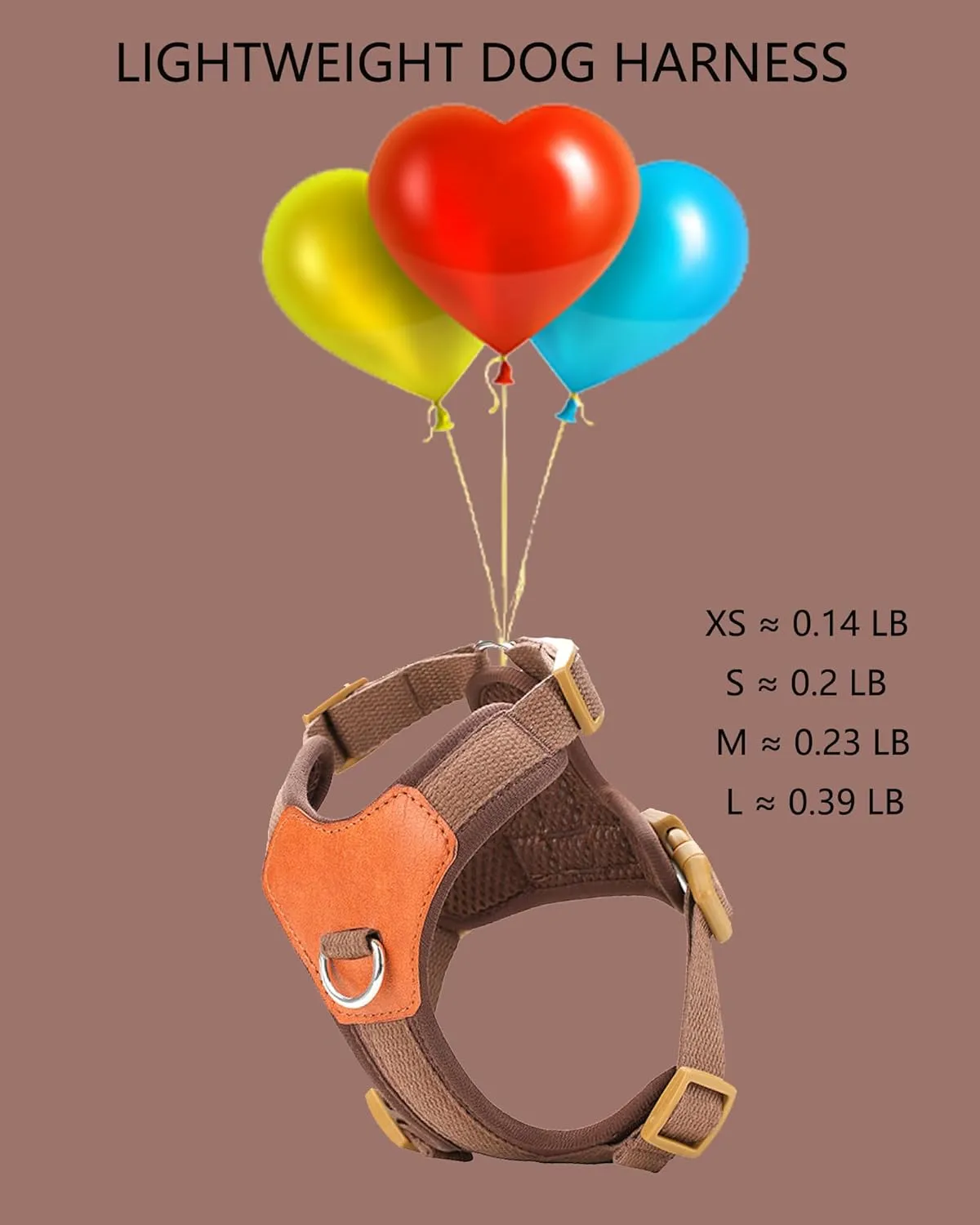 Brown Medium Dog Harness for Medium Dogs, No Pull Dog Harness with 2 Leash Clips, Puppy HarnessDog Vest Harnes (Brown, M)