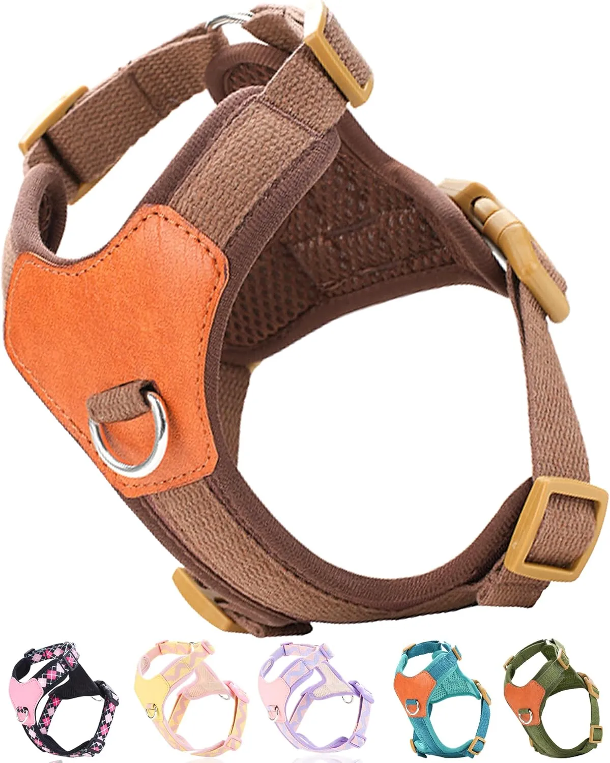 Brown Medium Dog Harness for Medium Dogs, No Pull Dog Harness with 2 Leash Clips, Puppy HarnessDog Vest Harnes (Brown, M)