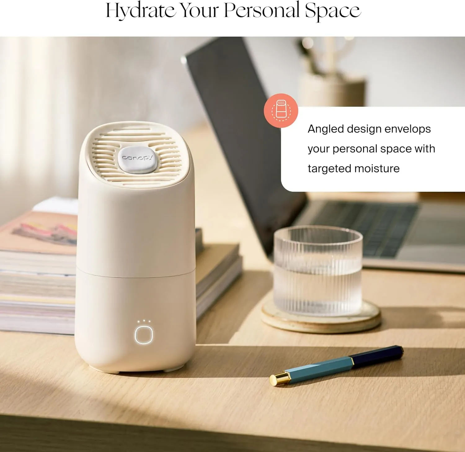 Canopy Portable Misting Humidifier - Cordless 11 HR Run Time, 500 mL, TSA Approved Travel Humidifier - Alleviate Symptoms of Allergies, Flu, Cold, Dry Skin - Includes Aroma & Adapter - Moonstruck