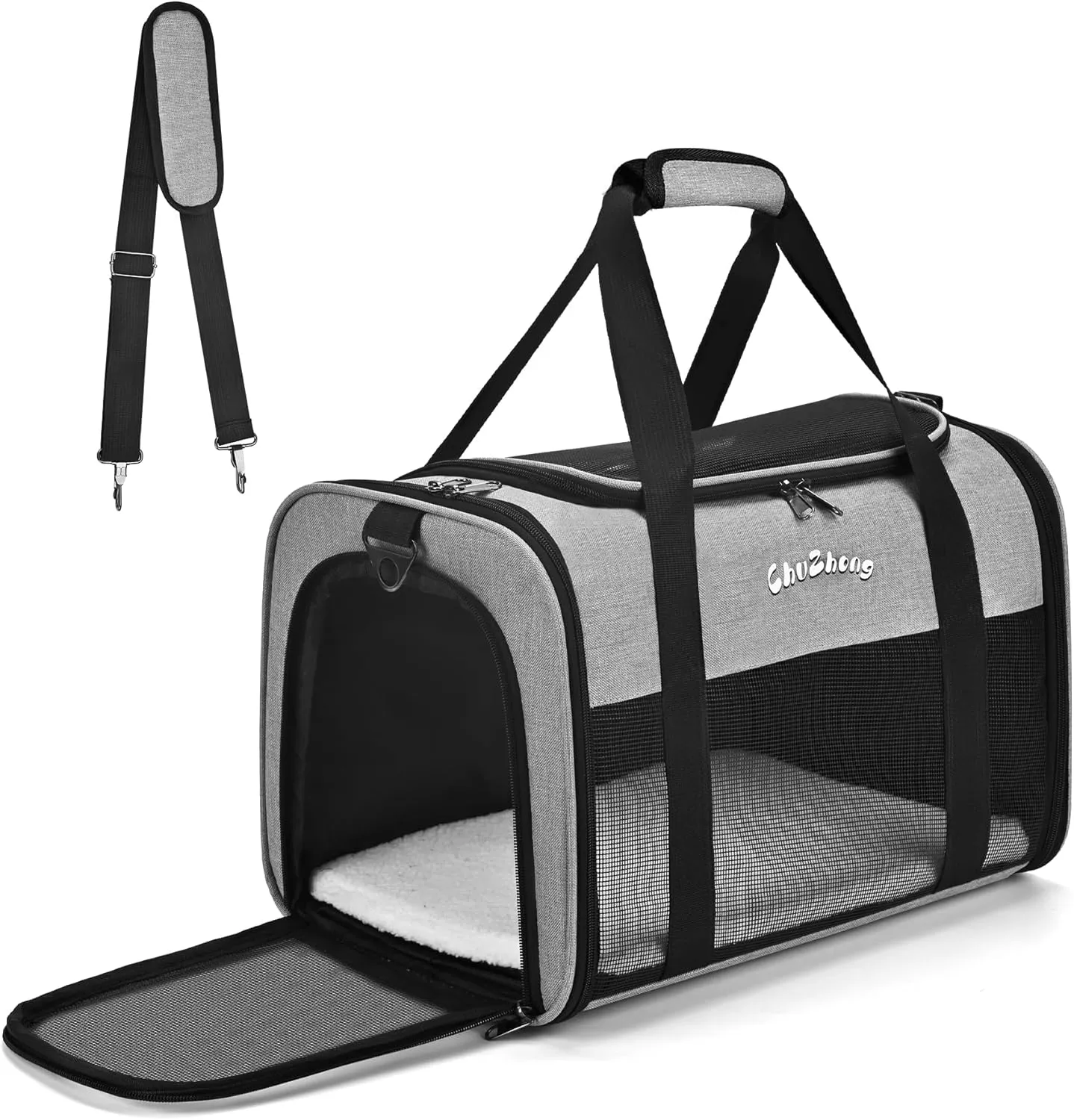 Cat Dog Carrier for Small Medium Cats Puppies up to 18 LbsGrey,Soft Sided Cat Bag Airline Approved,Collapsible Pet Travel Carrier, Portable Kennel with Soft,Washable,Waterproof Pad