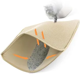 Cat Litter Mat Litter Trapping Mat, 24X35In/26X46In Double Layer Easy Clean Cat Litter Trap Mat Cat Litter Pads, Less Waste,Soft On Paws,Non-Slip,26X46In-Beige