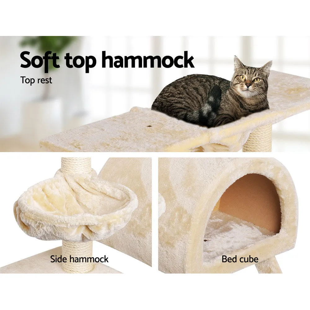 Cat Tree 100cm, Wood Scratching Post Tower Condo, Beige